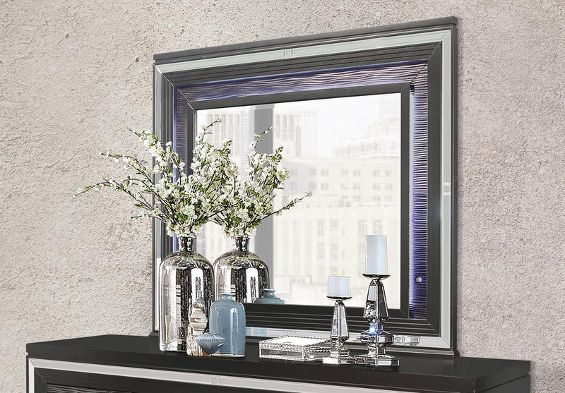Global Furniture Pisa Dark Grey Mirror with LED