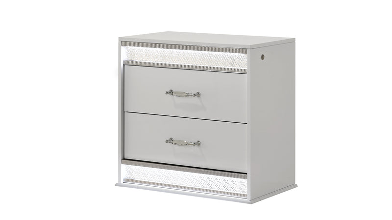 Galaxy Home Glam White 2 Drawer Nightstand