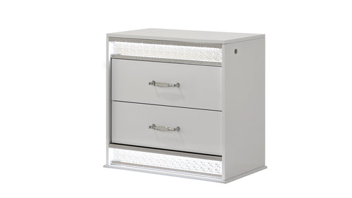 Galaxy Home Glam White 2 Drawer Nightstand