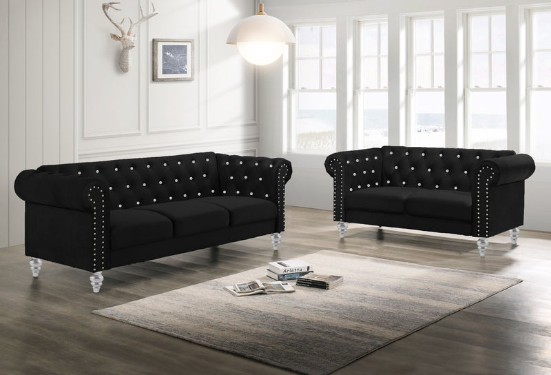 New Classic Furniture Emma Black Crystal Sofa