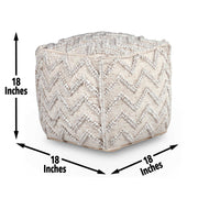 Steve Silver Kenzari Neutral Square Zigzag Handwoven Pouf