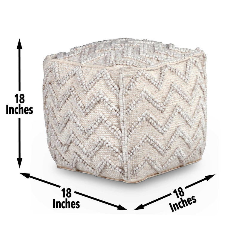 Steve Silver Kenzari Neutral Square Zigzag Handwoven Pouf