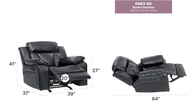 Glory Furniture Daria Black Rocker Recliner
