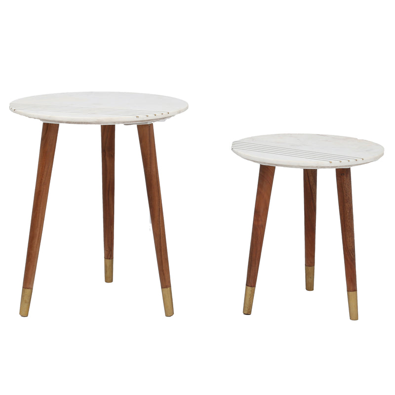 Steve Silver Terrace White 2pc Round Nesting Table Set