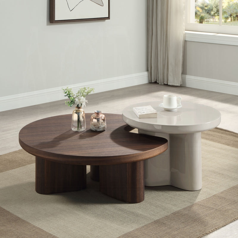 Acme Furniture Yoab Smoked Oak Light Gray Coffee Table
