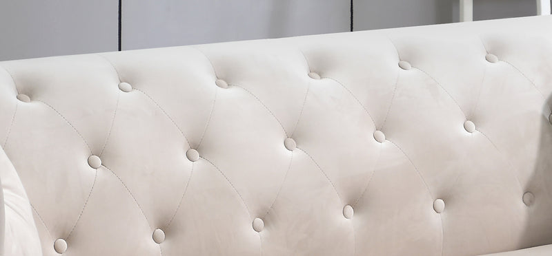 Glory Furniture Pompano Ivory Velvet Sofa