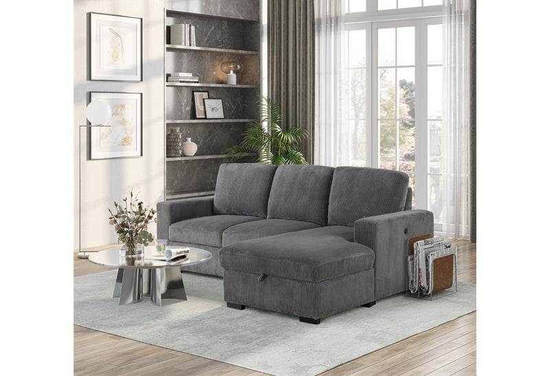 Global Furniture U2660 Grey L Sectional with Pullout