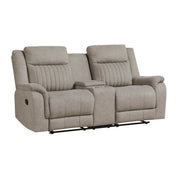 Home Elegance Dean Beige Double Reclining Love Seat with Console