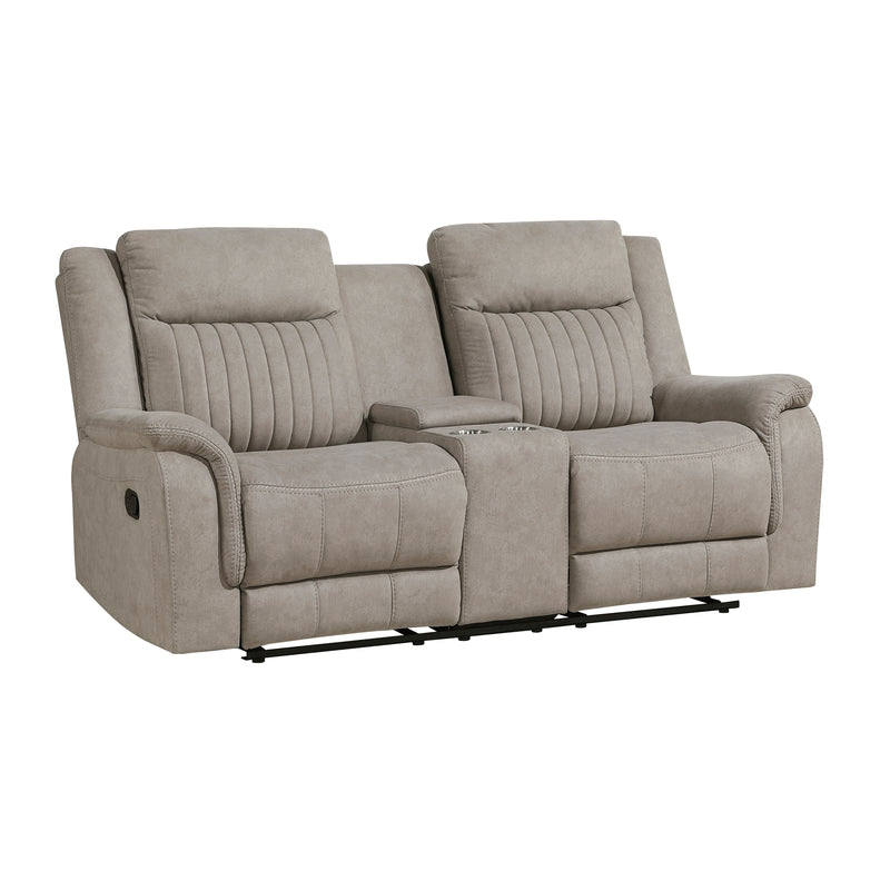 Home Elegance Dean Beige Double Reclining Love Seat with Console