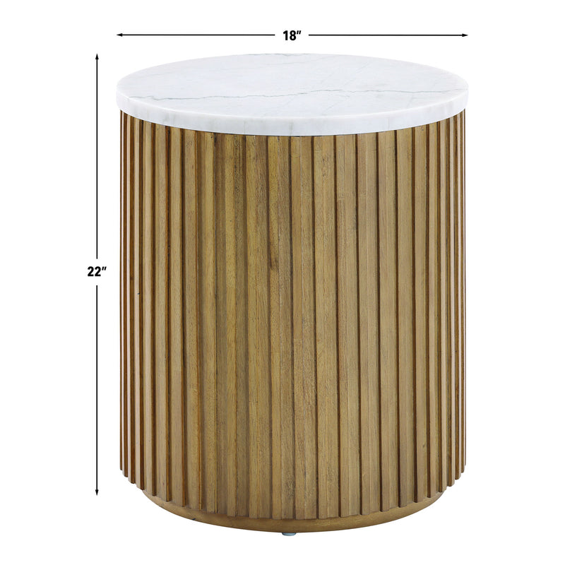 Steve Silver Colvin Brown White Marble 3pc Round Coffee Table Set