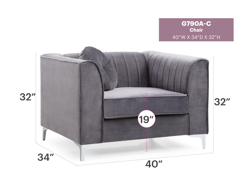 Glory Furniture Delray Navy Blue Velvet Microsuede Chair