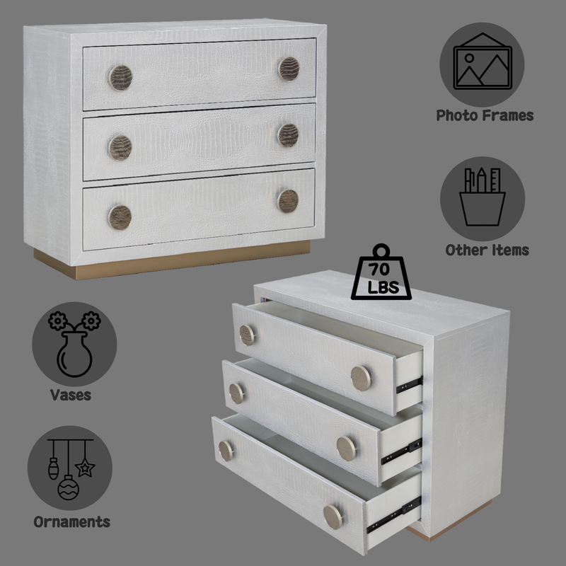 Acme Furniture Anpu Silver Faux Crocodile Skin Console Cabinet