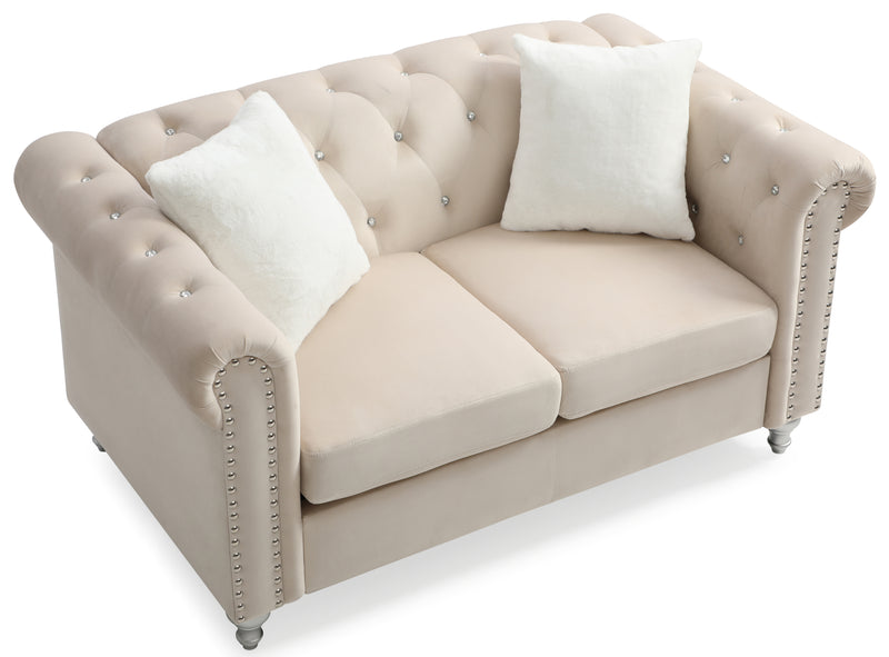 Glory Furniture Raisa Gray Velvet Loveseat
