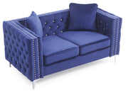 Glory Furniture Paige Blue Velvet Loveseat