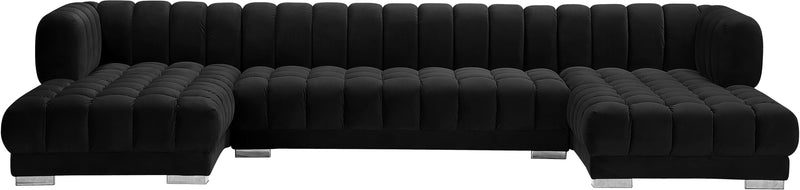 Meridian Furniture Gwen Black Velvet 3pc Sectional