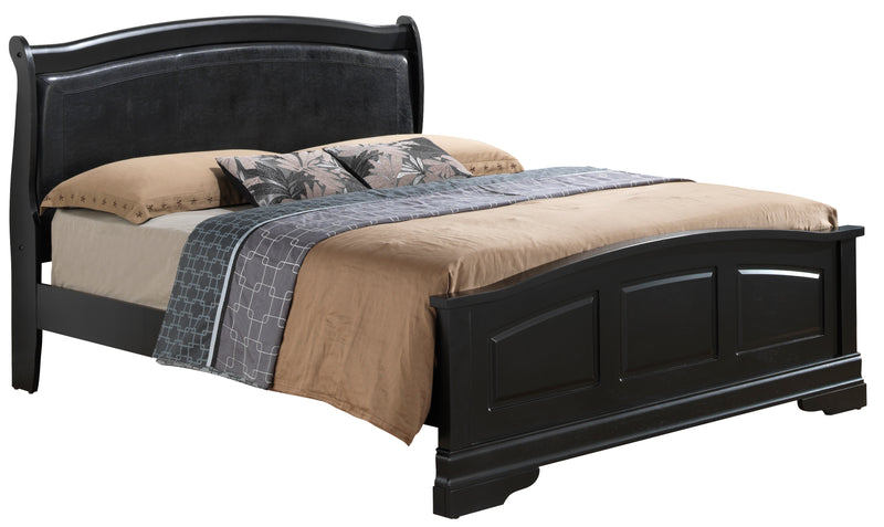 Glory Furniture Louis Phillipe Black Faux Leather Full Bed