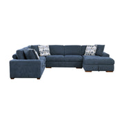 Home Elegance Raife Blue 5pc Sectional with Right Chaise and Storage Ottoman