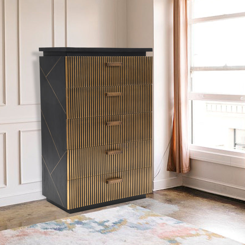 Galaxy Home Allure Black 5 Drawer Chest