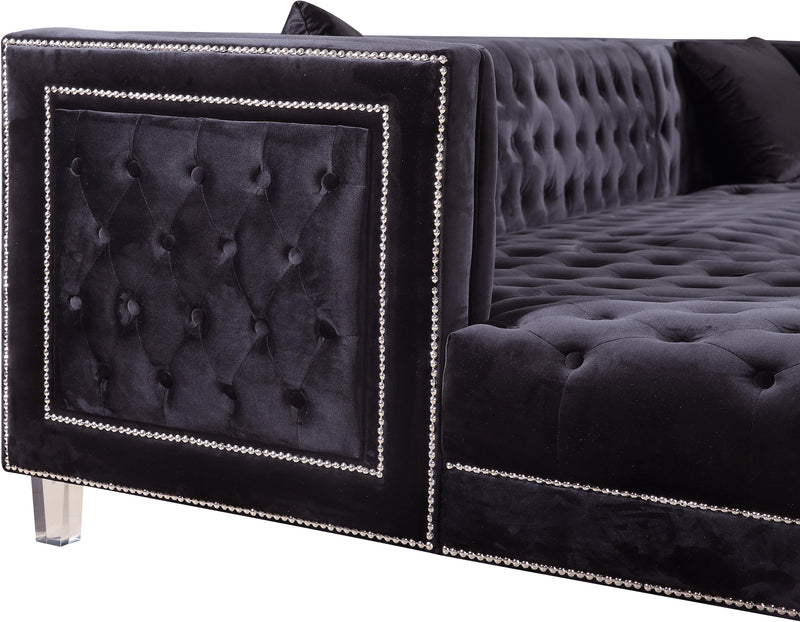 Meridian Furniture Moda Black Velvet 3pc Sectional