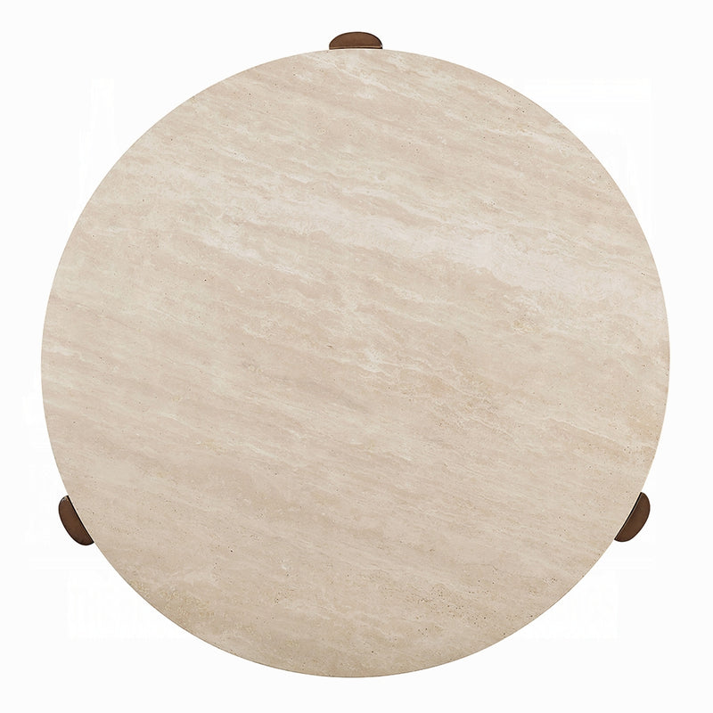 Acme Furniture Leonardo Travertine Dark Oak Coffee Table