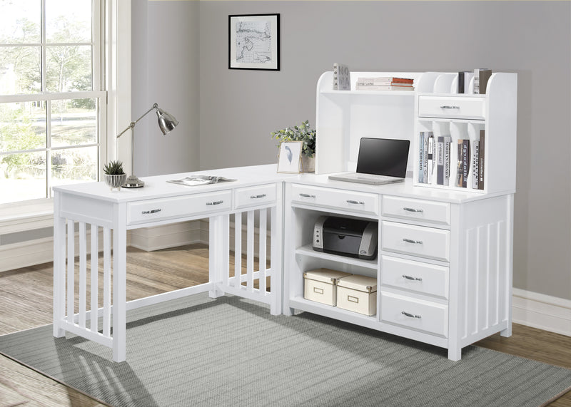 Home Elegance Blanche White Desk with Hutch