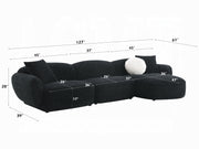 Acme Furniture Lucifer Black Sectional Sofa with 3 Pillows