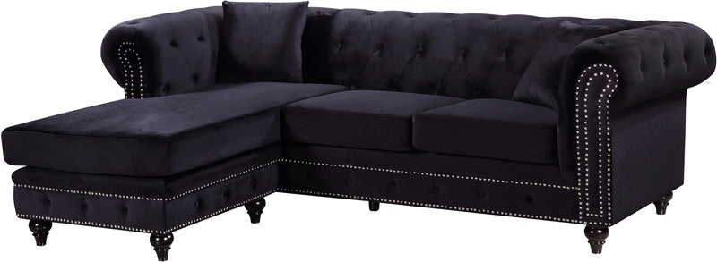 Meridian Furniture Sabrina Navy Velvet 2pc Reversible Sectional