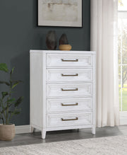 Coaster Furniture Marielle Distressed White 5 Drawer Chest