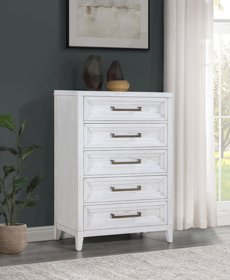 Coaster Furniture Marielle Distressed White 5 Drawer Chest