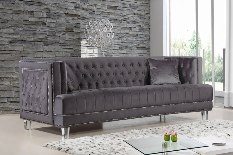 Meridian Furniture Lucas Black Velvet Sofa