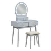 Home Elegance Camilla Gray Vanity Dresser with Mirror and Stool