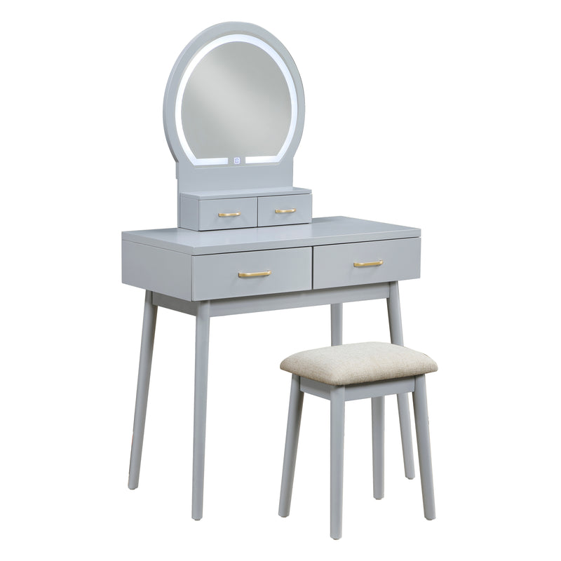 Home Elegance Camilla Gray Vanity Dresser with Mirror and Stool