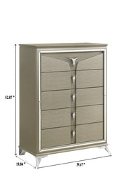 Galaxy Home Samantha Silver 5 Drawer Chest