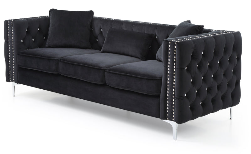 Glory Furniture Paige Black Velvet Sofa