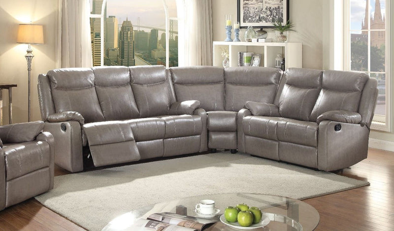 Glory Furniture Ward Gray Faux Leather 3pc Sectional