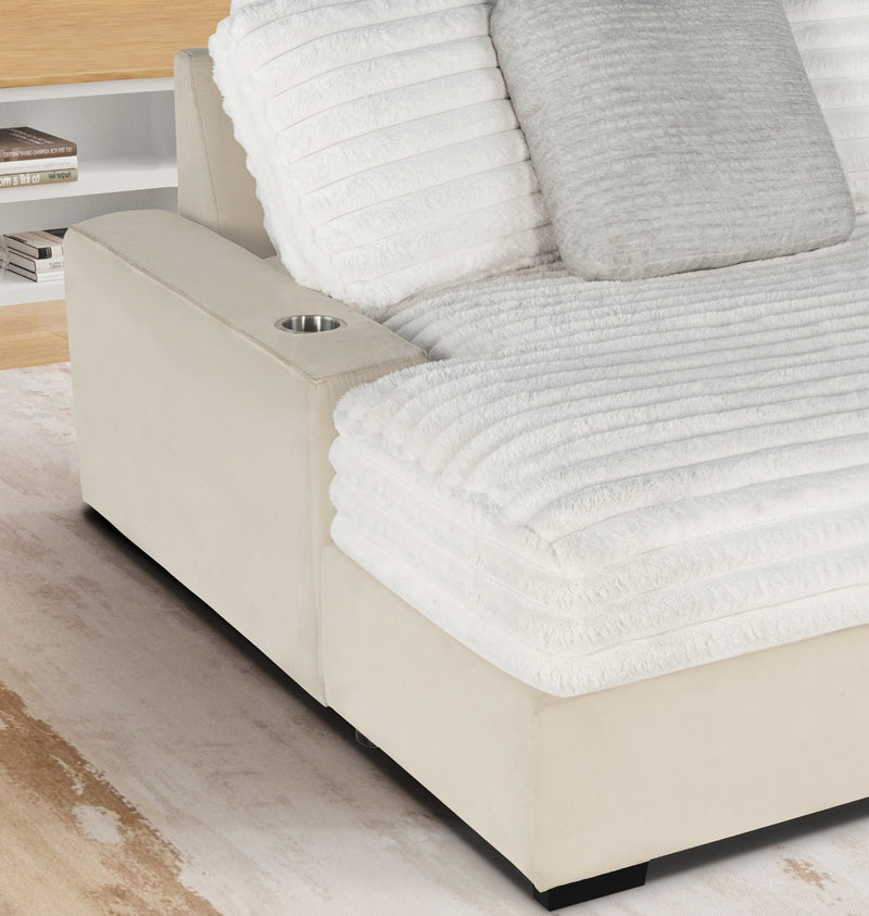 Global Furniture U8291 Beige Lounger Sofa with USB