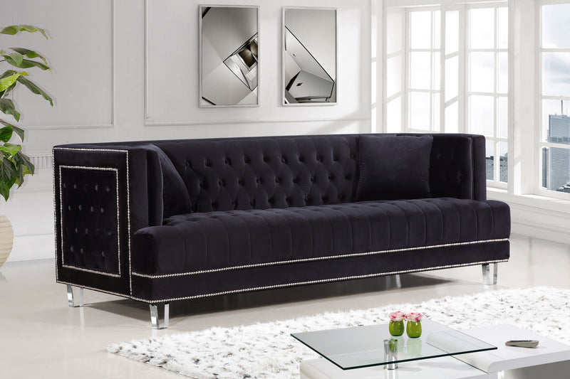 Meridian Furniture Lucas Black Velvet Sofa