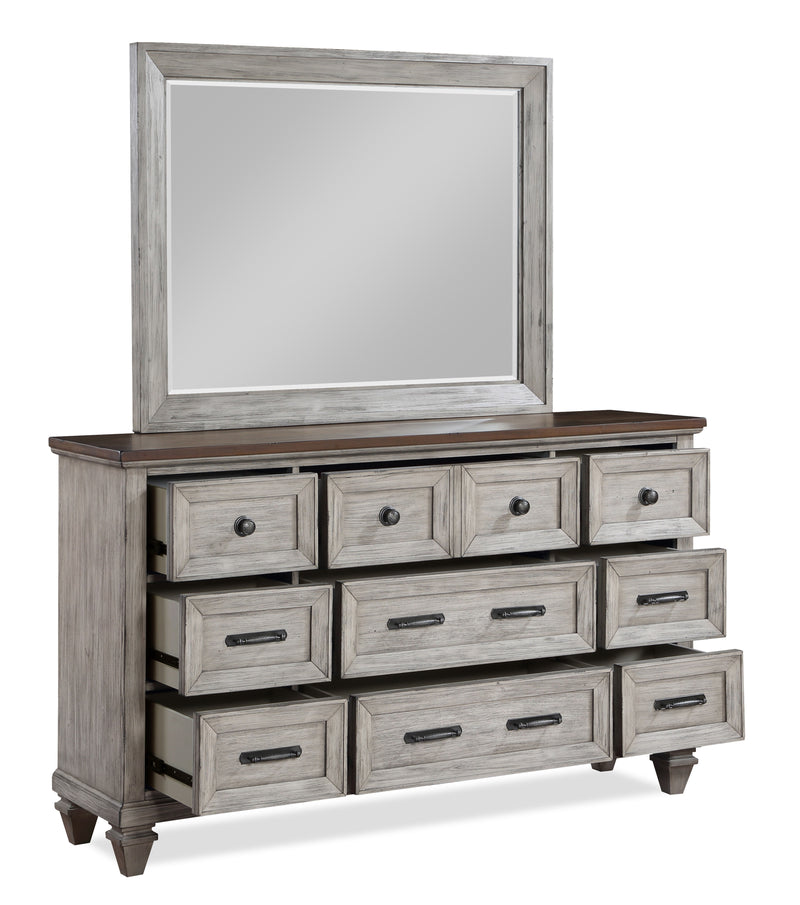 New Classic Furniture Mariana Vintage Creme Dresser and Mirror