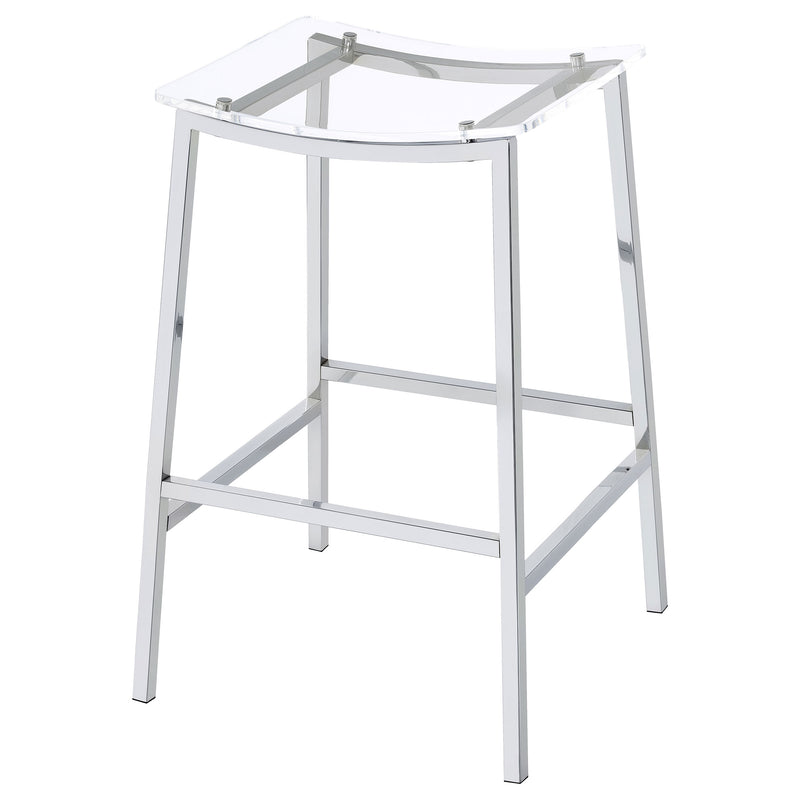 2 Coaster Furniture Jovani Clear Chrome Backless Bar Stools