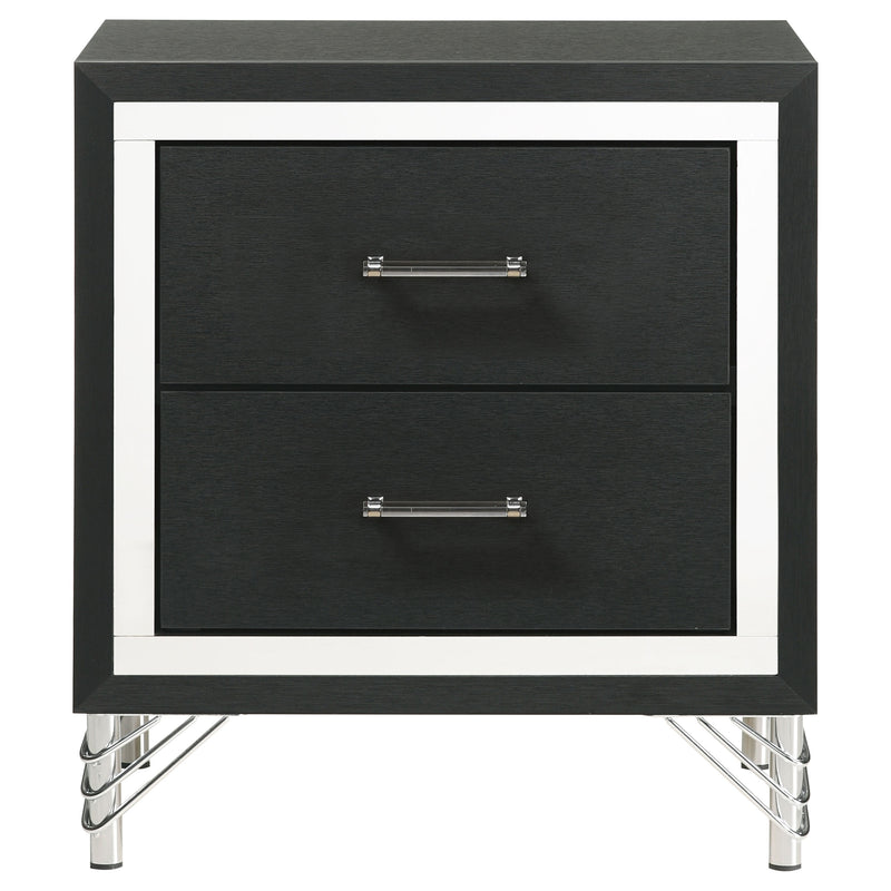 Coaster Furniture Lucia Black 2 Drawer Nightstand