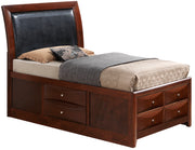 Glory Furniture Marilla Cherry Faux Leather Twin Storage Bed