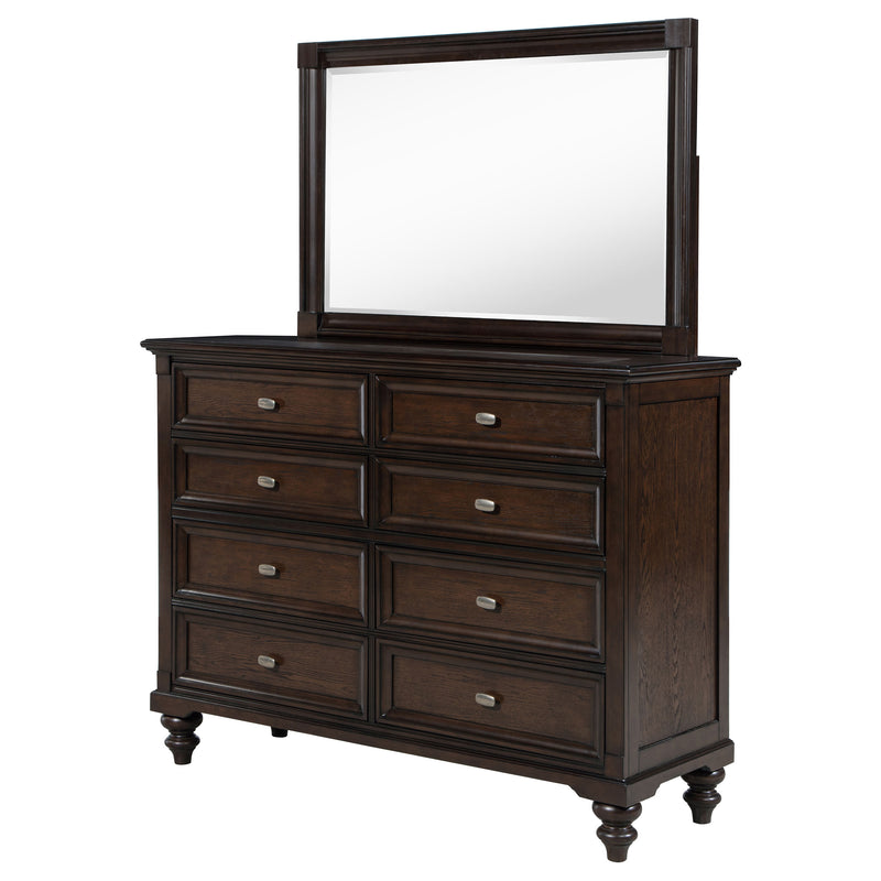 Coaster Furniture Andover Dark Oak Brown 8 Drawer Dresser and Mirror