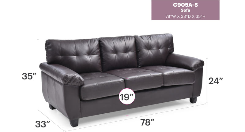 Glory Furniture Gallant Black Faux Leather Sofa