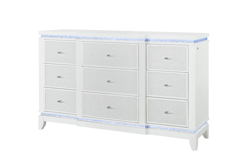 Global Furniture Alina White Dresser with LED