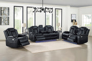 New Classic Furniture Orion II Black Reclining Console Loveseat with Power Footrests and Headrests