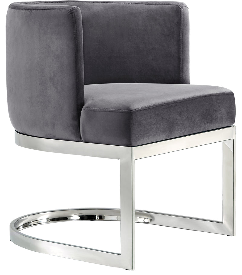 Meridian Furniture Gianna Grey Velvet Chrome Dining Chair