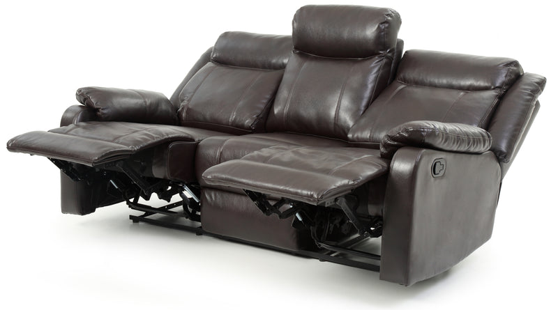 Glory Furniture Ward Dark Brown Faux Leather Double Reclining Sofa