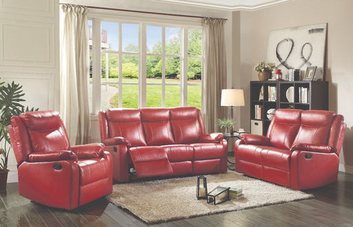 Glory Furniture Ward Red Faux Leather 3pc Living Room Set