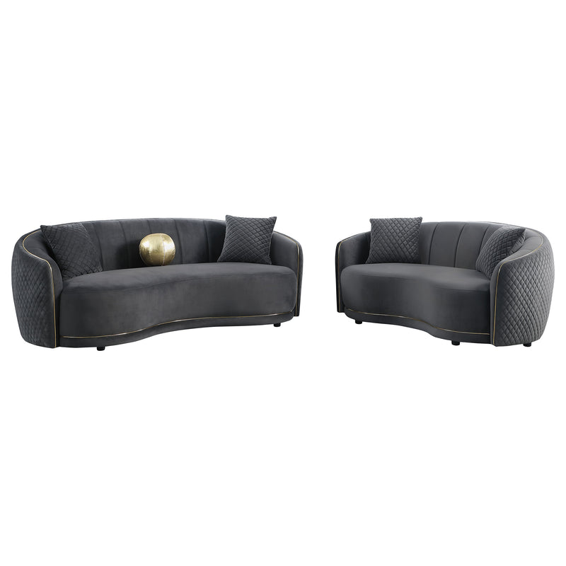 Coaster Furniture Brookside Dark Grey Velvet 2pc Living Room Set
