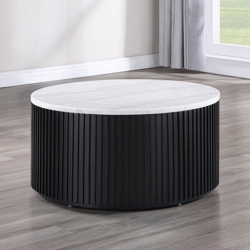 Steve Silver Colvin Brown White Marble Coffee Table with Casters